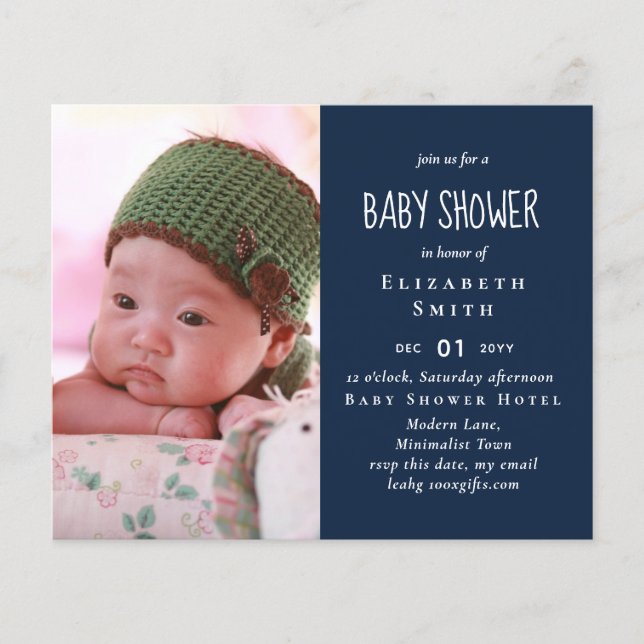 Papier BABY SHOWER photo BUDGET Merci de Faire-part (Devant)