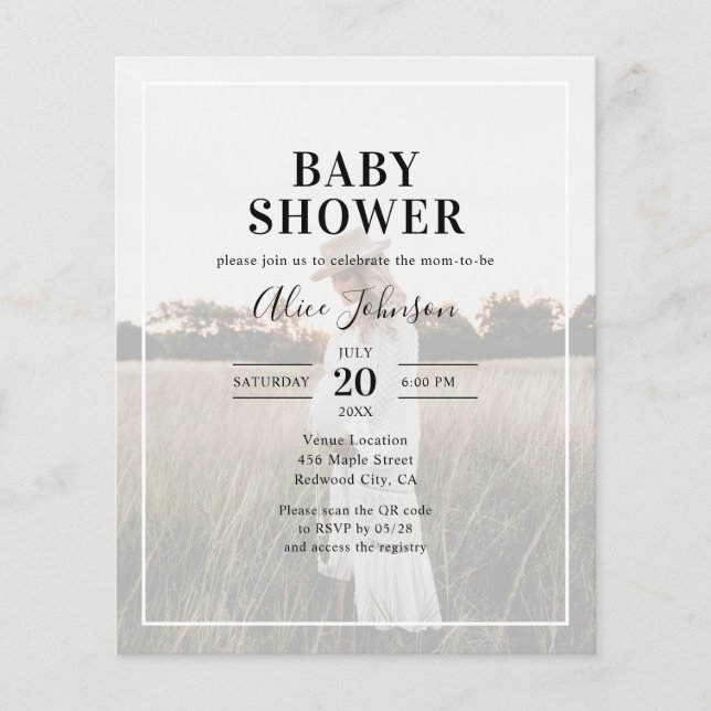 Papier Baby shower photo de calligraphie budgétaire (Devant)