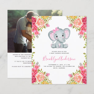 Papier BABY SHOWER photo de fille éléphante BUDGET Invita