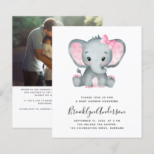 Papier BABY SHOWER photo de fille éléphante BUDGET Invita