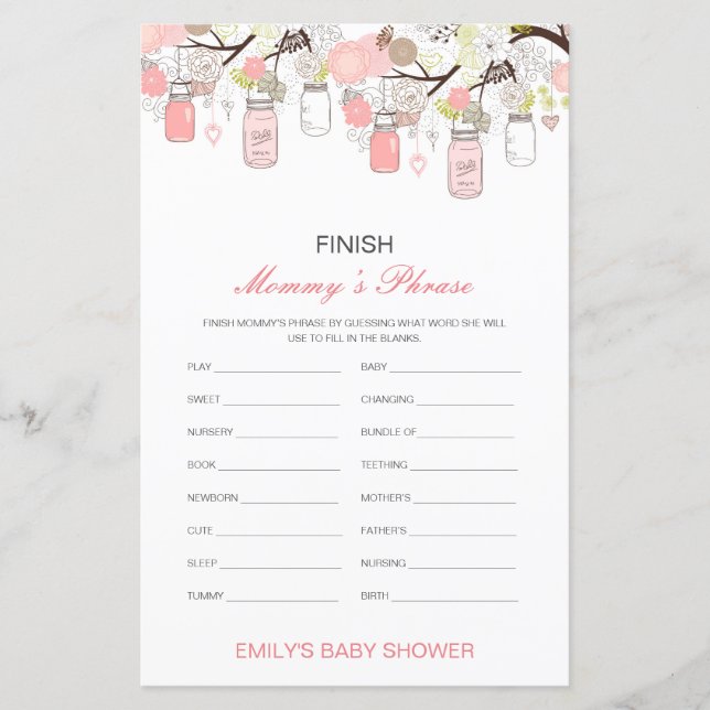 Papier Baby shower Phrase de maman de finition modifiable (Devant)