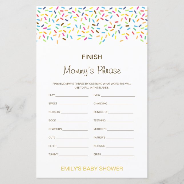 Papier Baby shower Phrase de maman de finition modifiable (Devant)