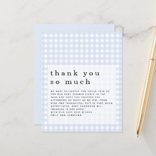 Papier Baby shower Pique-nique Budget En vichy Merci Bleu