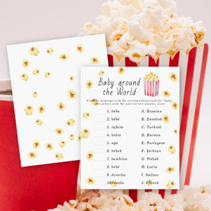 Papier Baby shower Popcorn - Baby autour du monde jeu