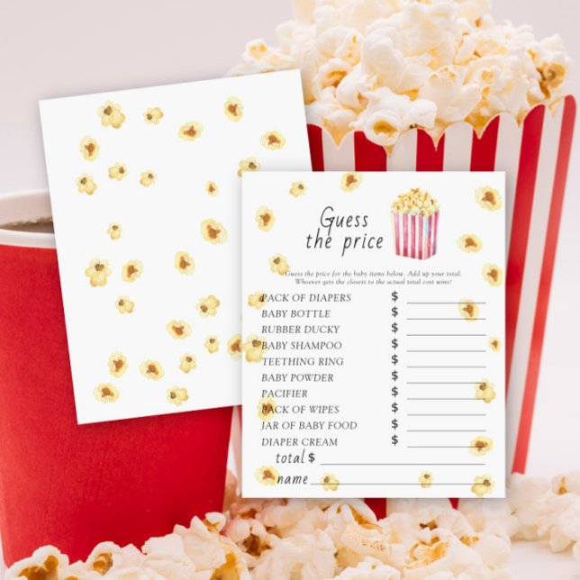 Papier Baby shower Popcorn - Devinez le prix Jeu (Créateur téléchargé)