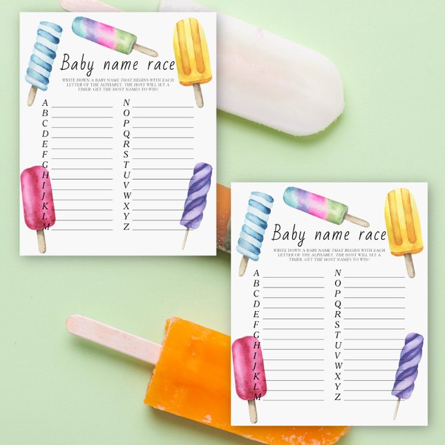 Papier Baby shower Popsicle - Baby name race jeu (Créateur téléchargé)