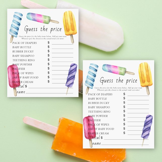Papier Baby shower Popsicle - Devinez le prix Jeu (Créateur téléchargé)