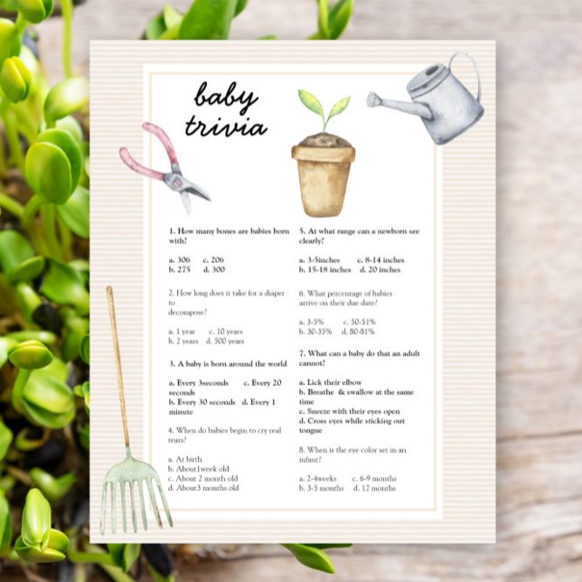Papier Baby shower pousse - Jeu de trivia pour bébé (Créateur téléchargé)