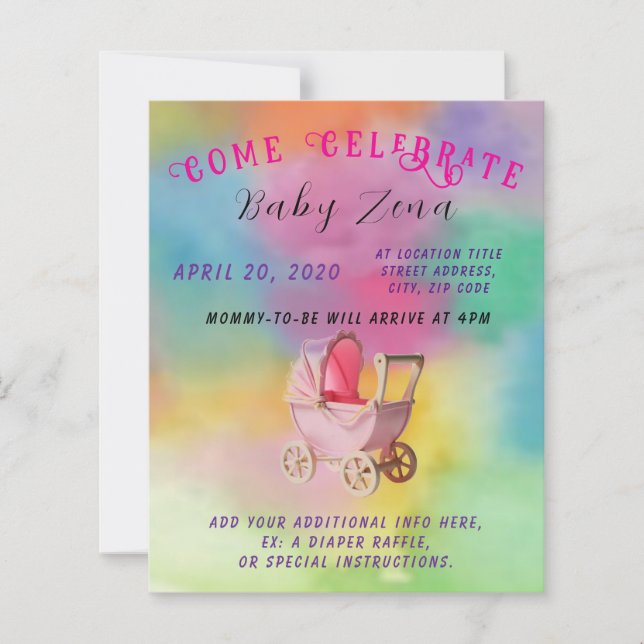 Papier Baby shower princesse Tye-Dye (Devant)