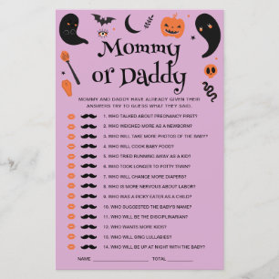 Papier Baby shower Purple Halloween Devinez Qui Joue