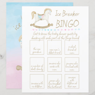 Papier Baby shower rocheux bleu rose Bingo