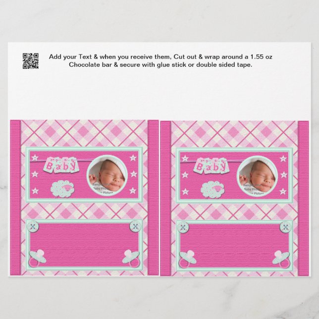 Papier Baby shower rose Barre de sucrerie Favorisez la fê (Devant)