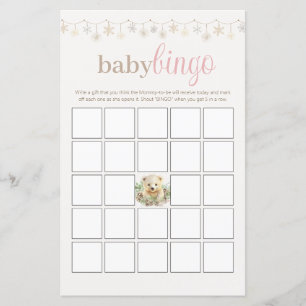 Papier Baby shower rose Bingo Partie Jeu Boho Hiver Ours
