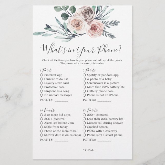 Papier Baby shower Rose Boho Qu'est-ce que votre téléphon (Devant)