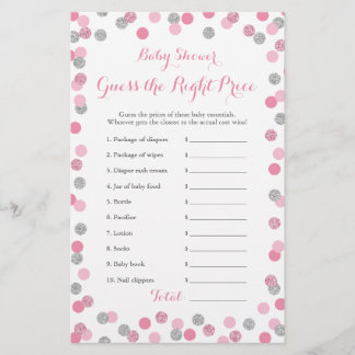 Papier Baby shower rose et argent Prix du jeu droit