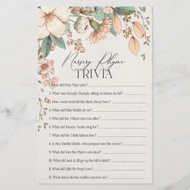 Papier baby shower rose floral rousse rime rime de pépini (Devant)