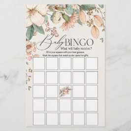 Papier baby shower rose floral roux bébé jeu de bingo