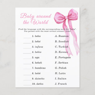 Papier Baby shower rose - Jeu bébé autour du monde