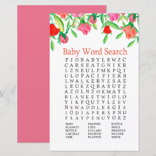 Papier Baby shower rose Jeu de recherche de mots