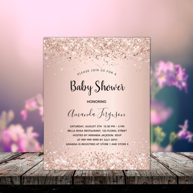 Papier Baby shower rose or fille budget invitation (Créateur téléchargé)