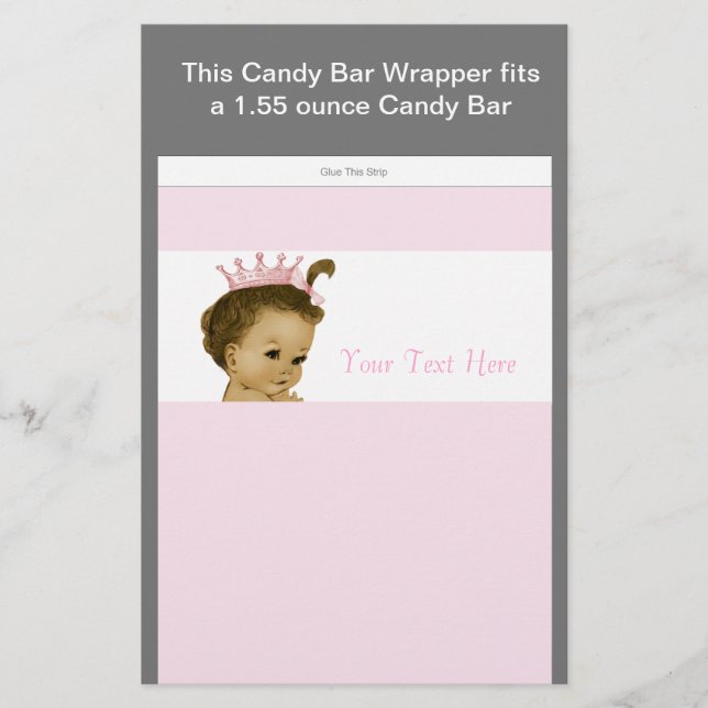 Papier Baby shower rose Princesse Barre à sucreries (Devant)