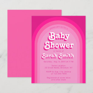 Papier Baby shower rose Retro Arc Budget Invitation fille