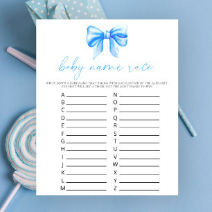 Papier Baby shower ruban bleu - Jeu de course de noms de