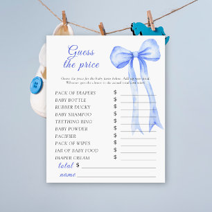 Papier Baby shower ruban bleu - Jeu devinez le prix