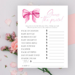 Papier Baby shower ruban rose - Jeu devinez le prix