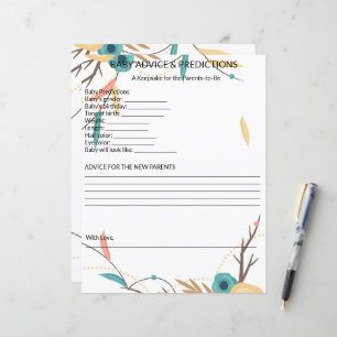 Papier Baby Shower Rustique Bohème Conseils et Prédiction