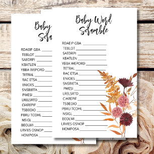 Papier Baby shower Scramble boho Fall Floral rustique