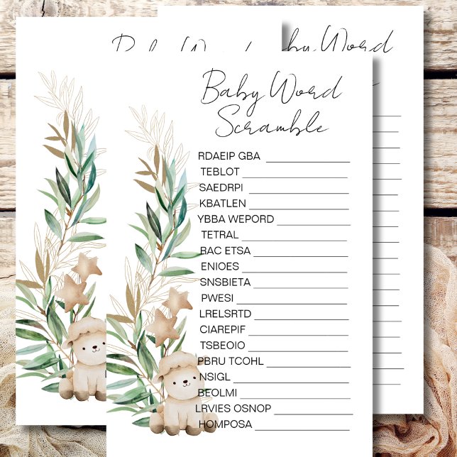 Papier Baby shower Scramble Sweet Little Lamb Green (Créateur téléchargé)