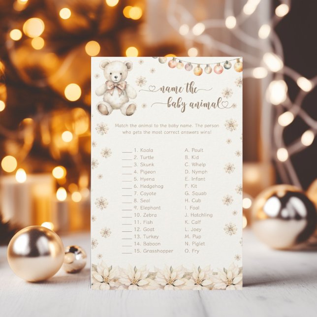 Papier Baby shower Script Bébé Animal Correspondant Baby  (Créateur téléchargé)