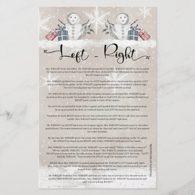 Papier Baby shower Snowman gauche droite (Devant)