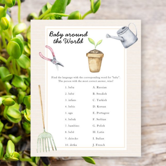 Papier Baby shower Sprout - bébé autour du monde jeu (Créateur téléchargé)