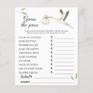 Papier Baby shower Stork - Devinez le prix Jeu