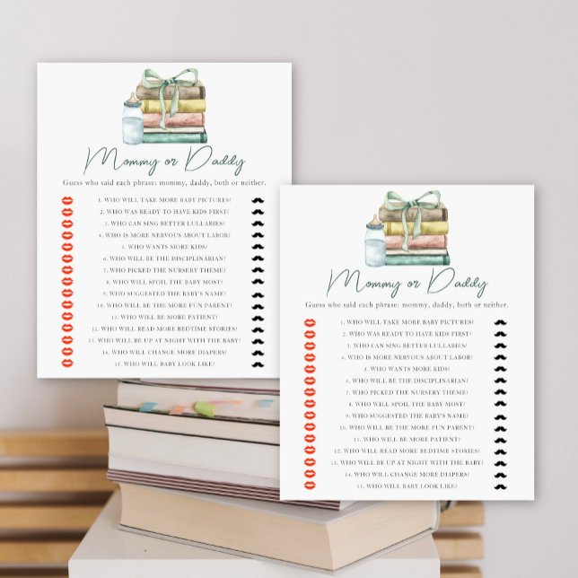 Papier baby shower storybook - jeu maman ou papa (Créateur téléchargé)