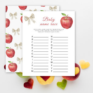 Papier baby shower thème pomme - Jeu de pari sur les noms