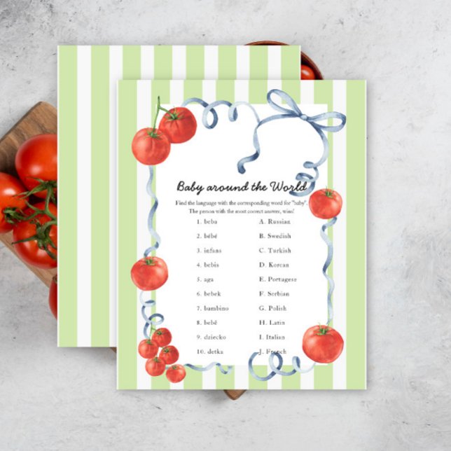 Papier Baby shower tomate - bébé dans le monde jeu (Créateur téléchargé)