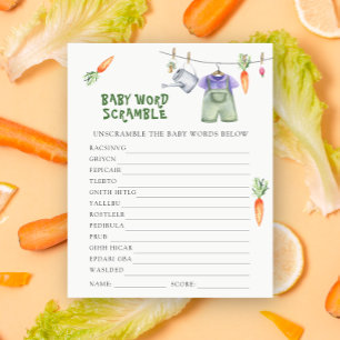 Papier Baby shower végétal - Jeu de mots mêlés pour bébé