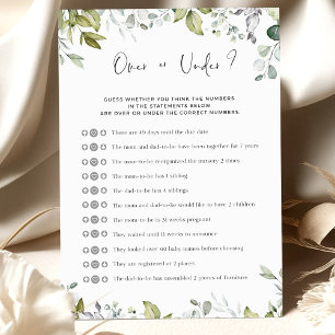 Papier Baby shower verdoyant Jeu Plus ou moins?