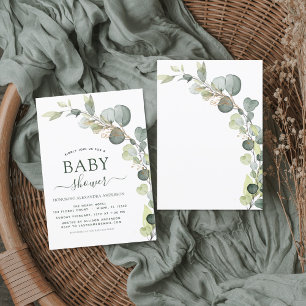 Papier Baby shower verdure Eucalyptus Invitations