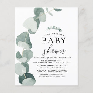 Papier Baby shower vert Eucalyptus Invitation