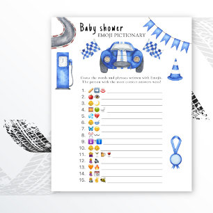 Papier Baby shower voiture de course - jeu de pictionary 