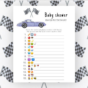 Papier Baby shower voiture de course - jeu de pictionnair