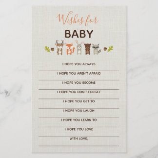 Papier Baby shower Woodland Keepsaké - Voeux pour bébé