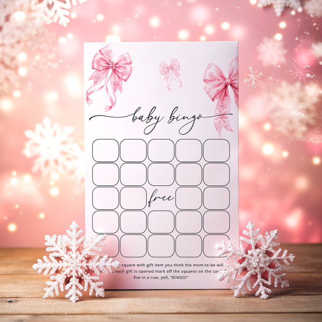 Papier Baby Son Froid Dehors Pink Bow Bingo Jeu (Créateur téléchargé)
