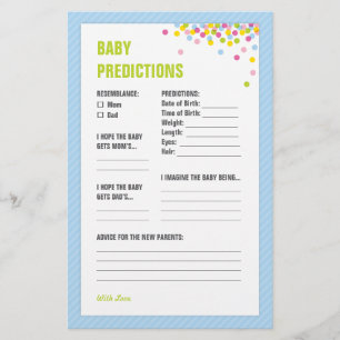 Papier Baby Sprinkle Baby Predictions Card - Bleu