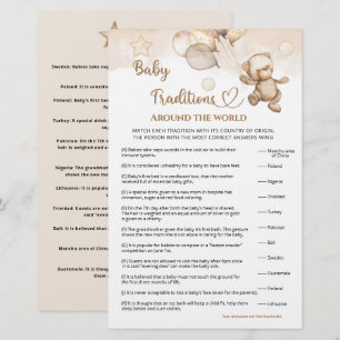 Papier Baby Traditions Baby Bear Baby shower Jeu