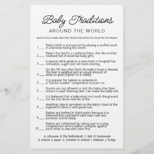Papier Baby Traditions jeu Baby shower partie